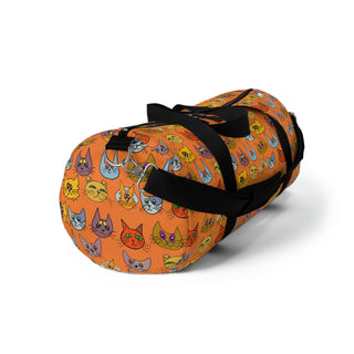 Duffel Bag - Kooky Kats Orange - Digital Art-Bags-DeCourcy Design