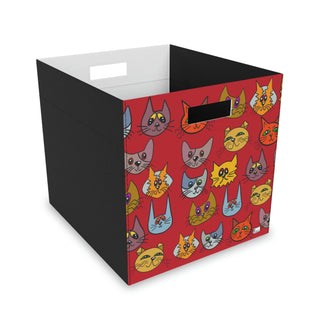 Felt Storage Box - Kooky Kats Dark Red - Digital Art DeCourcy Design