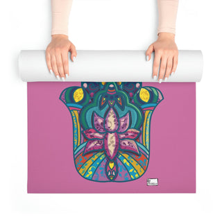 Foam Yoga Mat - Large Hamsa Pink - Digital Art-Home Decor-DeCourcy Design