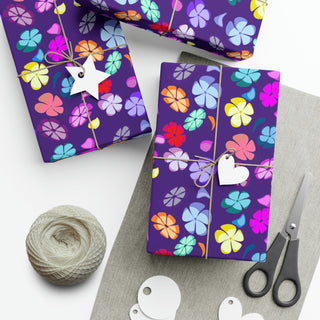 Gift Wrapping Paper - Falling Flowers Purple - Digital Art DeCourcy Design