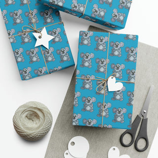 Gift Wrapping Paper - Kool Koala Turquoise - Digital Art DeCourcy Design
