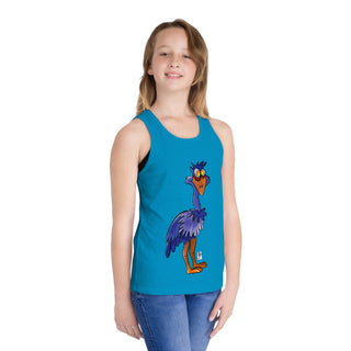 Girls Jersey Tank Top - Ellie Emu - Digital Art-Kids clothes-DeCourcy Design