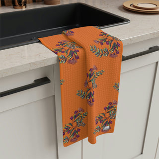 Soft Tea Towel - Gumnut Bouquet Orange - Digital Art DeCourcy Design