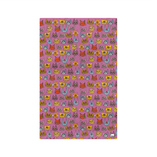 Soft Tea Towel - Kooky Kats Pink - Digital Art-Home Decor-DeCourcy Design