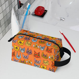 Toiletry Bag - Kooky Kats Orange - Digital Art