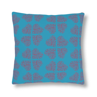 Outdoor Pillows - Hearts A-Lot Turquoise - Digital Art