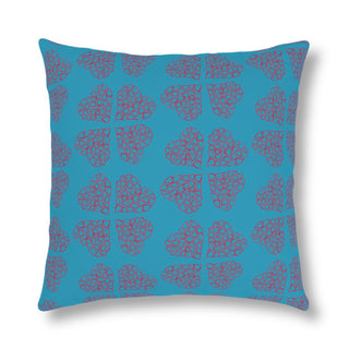Outdoor Pillows - Hearts A-Lot Turquoise - Digital Art