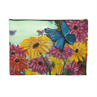 Accessory Pouch - Gerberas And Butterflies - Acrylic Painting-Bags-DeCourcy Design