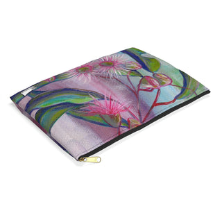 Accessory Pouch - Gum Leaves In Pink - Acrylic Painting-Bags-DeCourcy Design