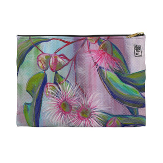 Accessory Pouch - Gum Leaves In Pink - Acrylic Painting-Bags-DeCourcy Design