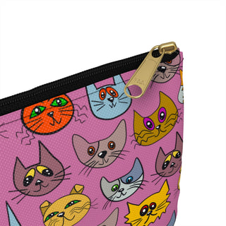 Accessory Pouch - Kooky Kats Pink - Digital Art DeCourcy Design
