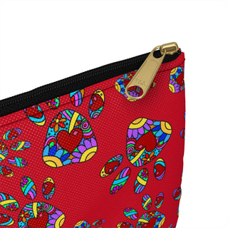 Accessory Pouch - Pretty Paws Dark Red - Digital Art DeCourcy Design