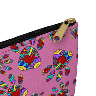 Accessory Pouch - Pretty Paws Pink - Digital Art DeCourcy Design