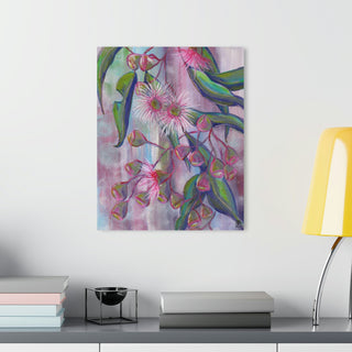 Acrylic Prints (French Cleat Hanging) - Gum Leaves In Pink - Acrylic Painting DeCourcy Design