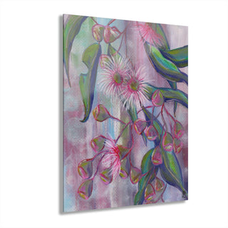 Acrylic Prints (French Cleat Hanging) - Gum Leaves In Pink - Acrylic Painting DeCourcy Design