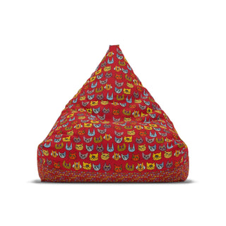 Bean Bag Chair Cover - Kooky Kats Dark Red - Digital Art DeCourcy Design