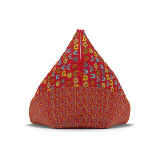 Bean Bag Chair Cover - Kooky Kats Dark Red - Digital Art DeCourcy Design