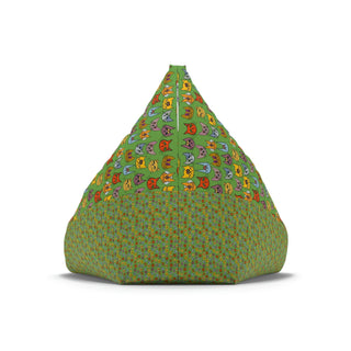 Bean Bag Chair Cover - Kooky Kats Green - Digital Art DeCourcy Design