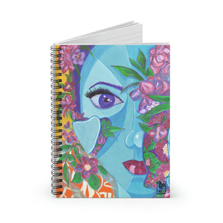 Blue Girl - Gouache Painting - Spiral Notebook - Ruled Line-Paper products-DeCourcy Design