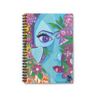 Blue Girl - Gouache Painting - Spiral Notebook - Ruled Line-Paper products-DeCourcy Design