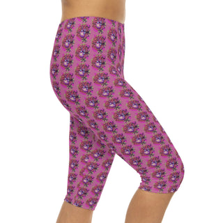 Casual Capri Leggings - Going Gekko Pink - Digital Art-All Over Prints-DeCourcy Design