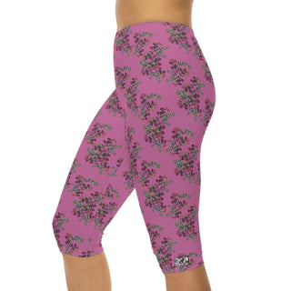 Casual Capri Leggings - Gumnut Bouquet Pink - Digital Art-All Over Prints-DeCourcy Design