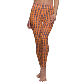 Casual Full Length Leggings - Aztekia Orange - Digital Art-All Over Prints-DeCourcy Design