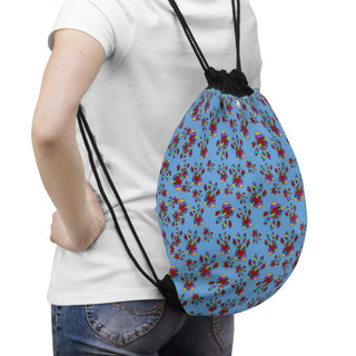 Drawstring Bag - Pretty Paws Light Blue - Digital Art DeCourcy Design