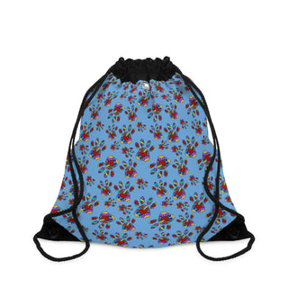 Drawstring Bag - Pretty Paws Light Blue - Digital Art DeCourcy Design