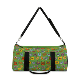 Duffel Bag - Kooky Kats Green - Digital Art-Bags-DeCourcy Design