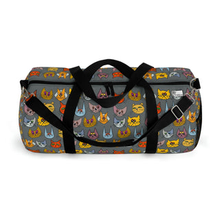 Duffel Bag - Kooky Kats Grey - Digital Art-Bags-DeCourcy Design