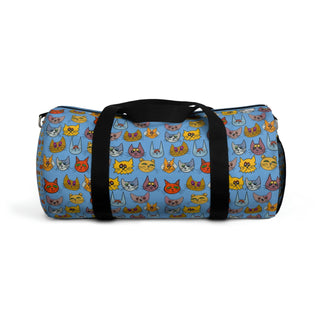 Duffel Bag - Kooky Kats Light Blue - Digital Art-Bags-DeCourcy Design