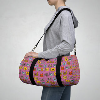 Duffel Bag - Kooky Kats Pink - Digital Art-Bags-DeCourcy Design
