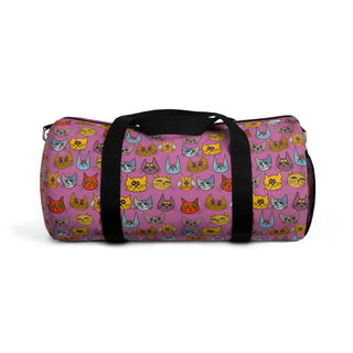 Duffel Bag - Kooky Kats Pink - Digital Art-Bags-DeCourcy Design