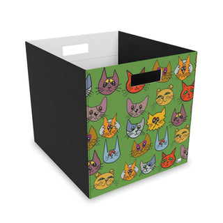 Felt Storage Box - Kooky Kats Green - Digital Art DeCourcy Design