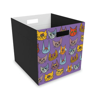 Felt Storage Box - Kooky Kats Purple - Digital Art DeCourcy Design