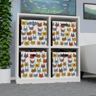 Felt Storage Box - Kooky Kats White - Digital Art DeCourcy Design