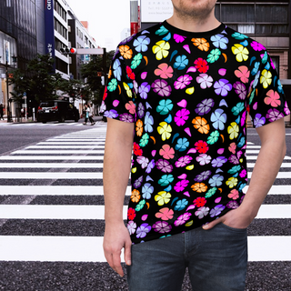 Unisex T-Shirt - Falling Flowers Black - Digital Art