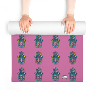 Foam Yoga Mat - Small Hamsa Pink - Digital Art-Home Decor-DeCourcy Design