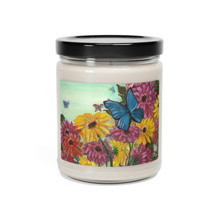 Gerbras & Butterflies - Acrylic Painting - Scented Soy Candle, 9oz DeCourcy Design