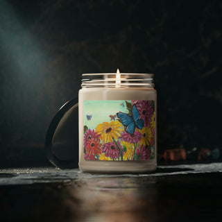 Gerbras & Butterflies - Acrylic Painting - Scented Soy Candle, 9oz DeCourcy Design