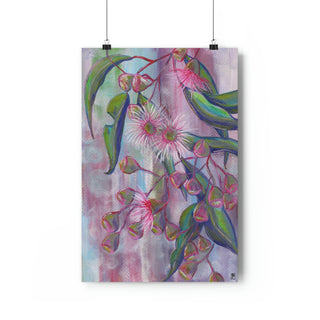Giclée Art Print - Gum Leaves in Pink - Acrylic Painting-Poster-DeCourcy Design