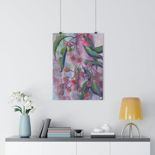 Giclée Art Print - Gum Leaves in Pink - Acrylic Painting-Poster-DeCourcy Design