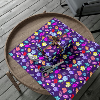 Gift Wrapping Paper - Falling Flowers Purple - Digital Art DeCourcy Design