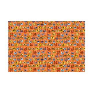 Gift Wrapping Paper - Kooky Kats Orange - Digital Art DeCourcy Design