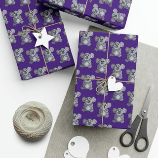 Gift Wrapping Paper - Kool Koala Purple - Digital Art DeCourcy Design