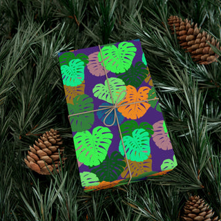 Gift Wrapping Paper - Monstera Purple - Digital Art DeCourcy Design