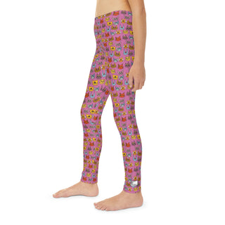 Girls Full Length Leggings - Kooky Kats Pink - Digital Art-All Over Prints-DeCourcy Design