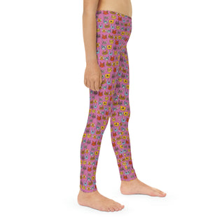 Girls Full Length Leggings - Kooky Kats Pink - Digital Art-All Over Prints-DeCourcy Design