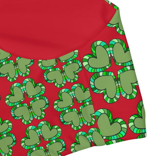 Girls Two Piece Swimsuit - Clover Hearts Red - Digital Art DeCourcy Design